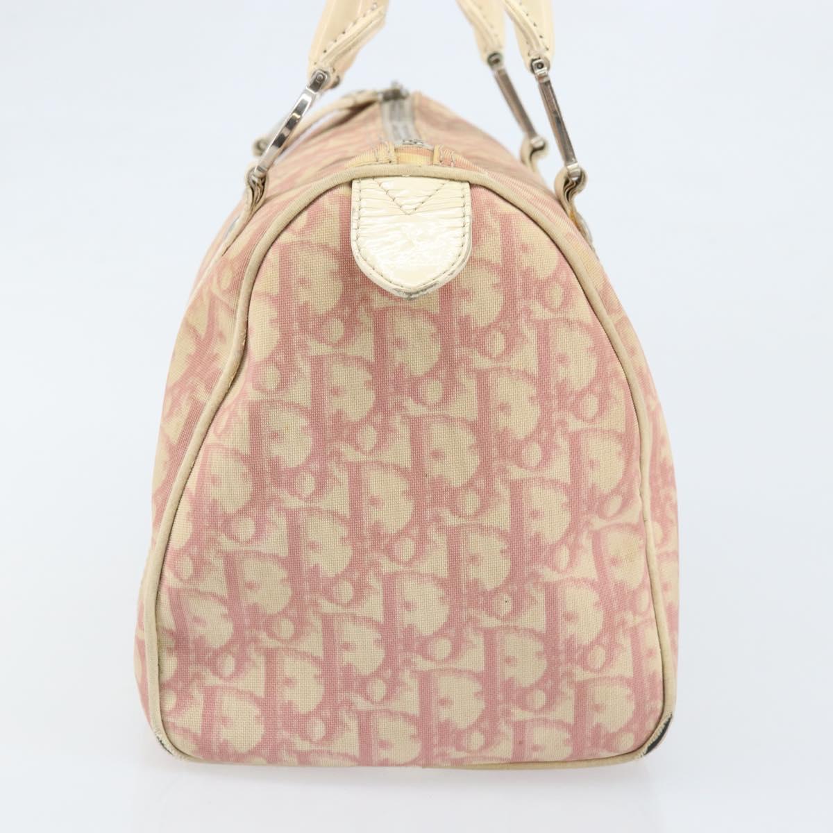 Christian Dior Trotter Canvas Hand Bag PVC Pink Silver Auth BSZ164