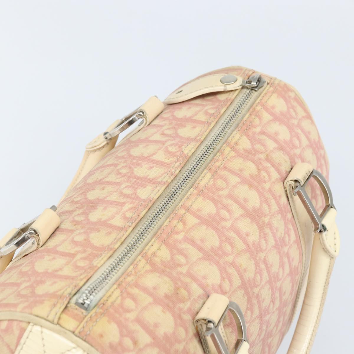Christian Dior Trotter Canvas Hand Bag PVC Pink Silver Auth BSZ164