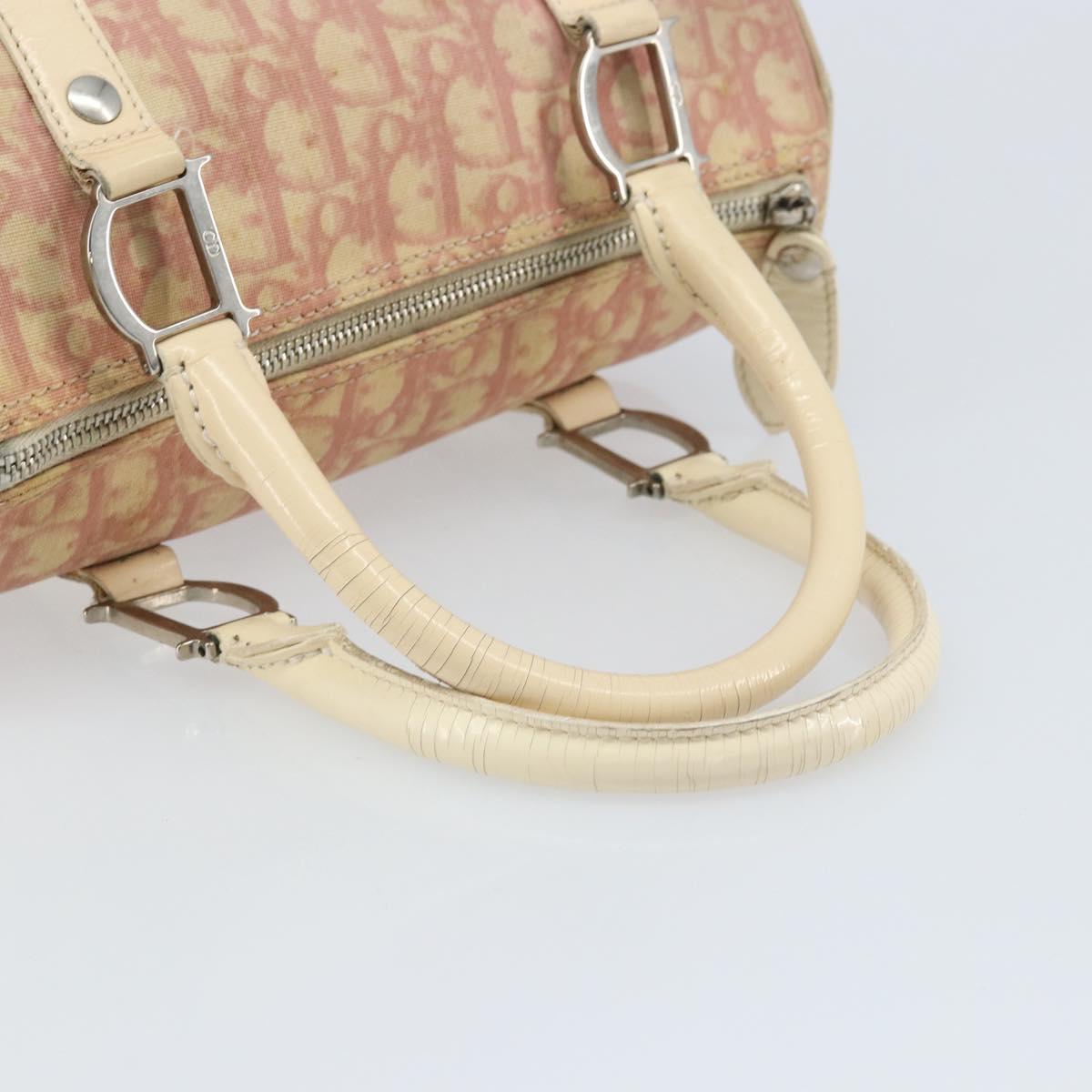 Christian Dior Trotter Canvas Hand Bag PVC Pink Silver Auth BSZ164