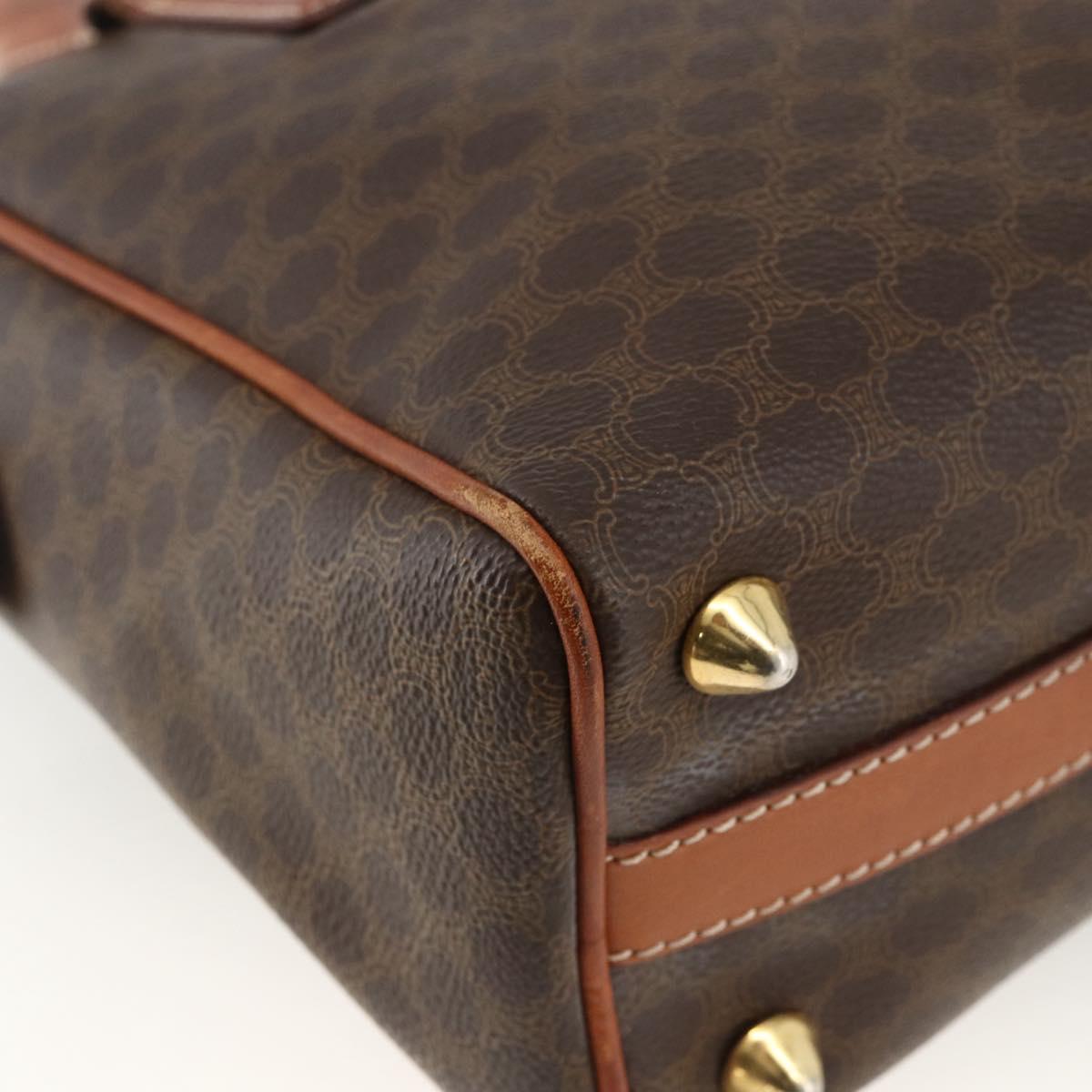 CELINE Macadam Canvas Hand Bag PVC Leather Brown Gold Auth BSZ166