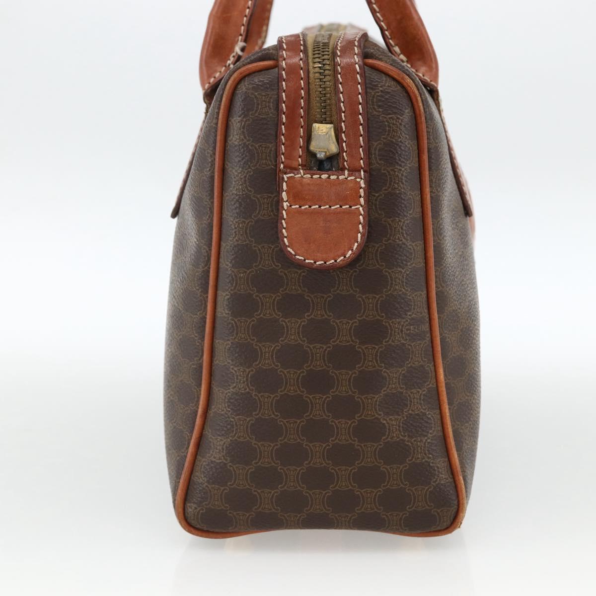 CELINE Macadam Canvas Hand Bag PVC Leather Brown Gold Auth BSZ166