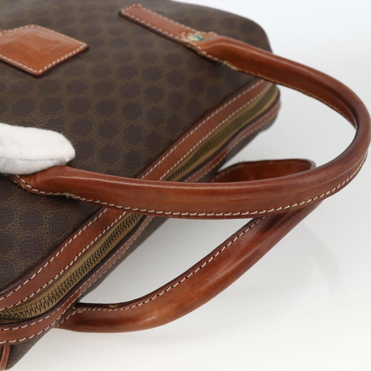 CELINE Macadam Canvas Hand Bag PVC Leather Brown Gold Auth BSZ166