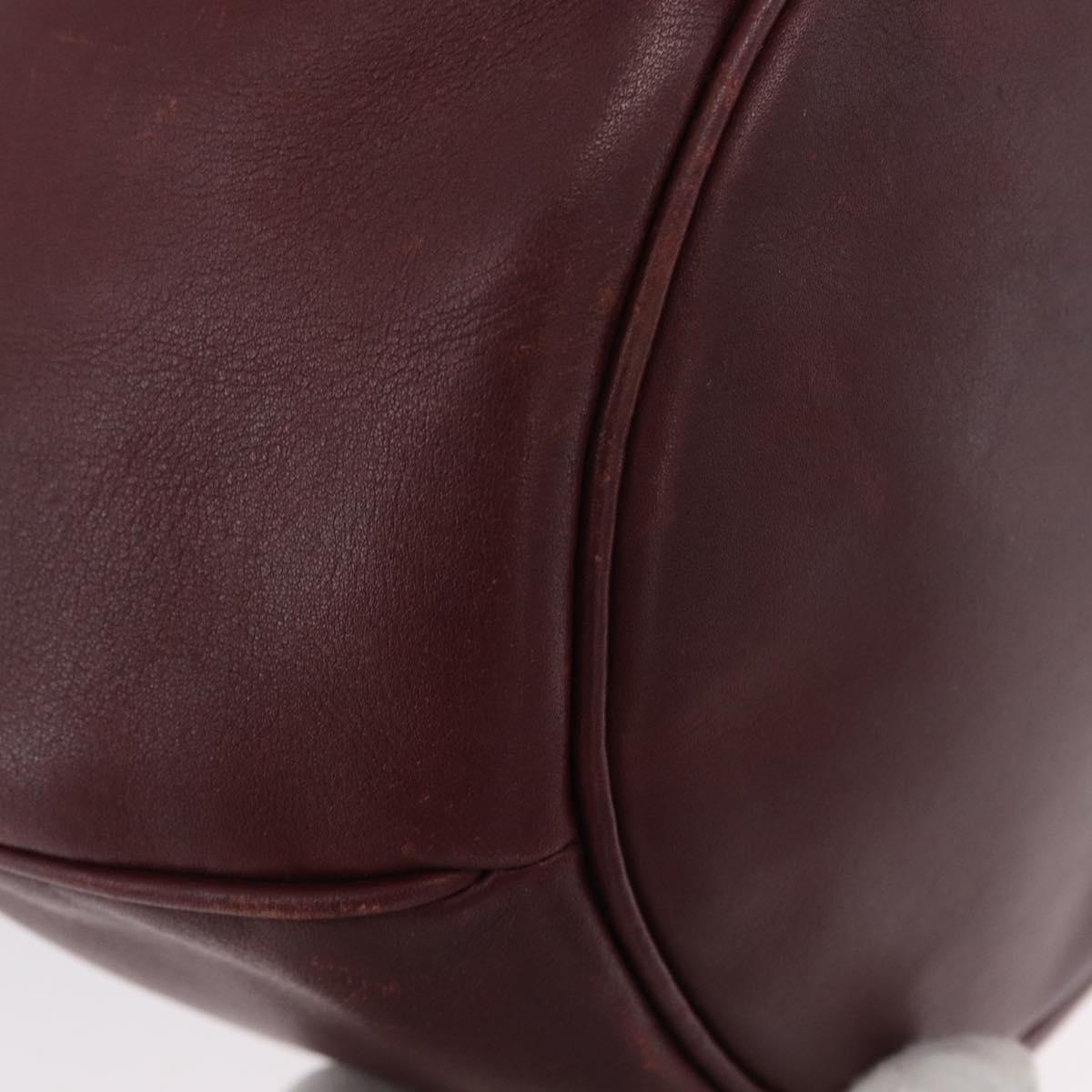 CARTIER Must Line Purse Shoulder Bag Leather Bordeaux Gold Auth BSZ168