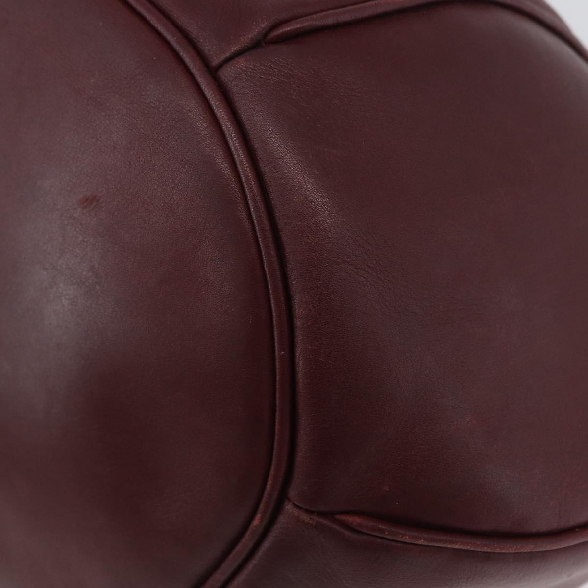 CARTIER Must Line Purse Shoulder Bag Leather Bordeaux Gold Auth BSZ168