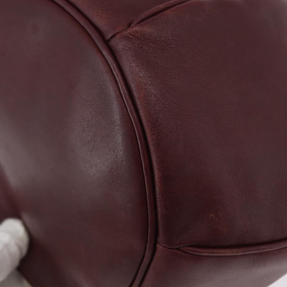 CARTIER Must Line Purse Shoulder Bag Leather Bordeaux Gold Auth BSZ168