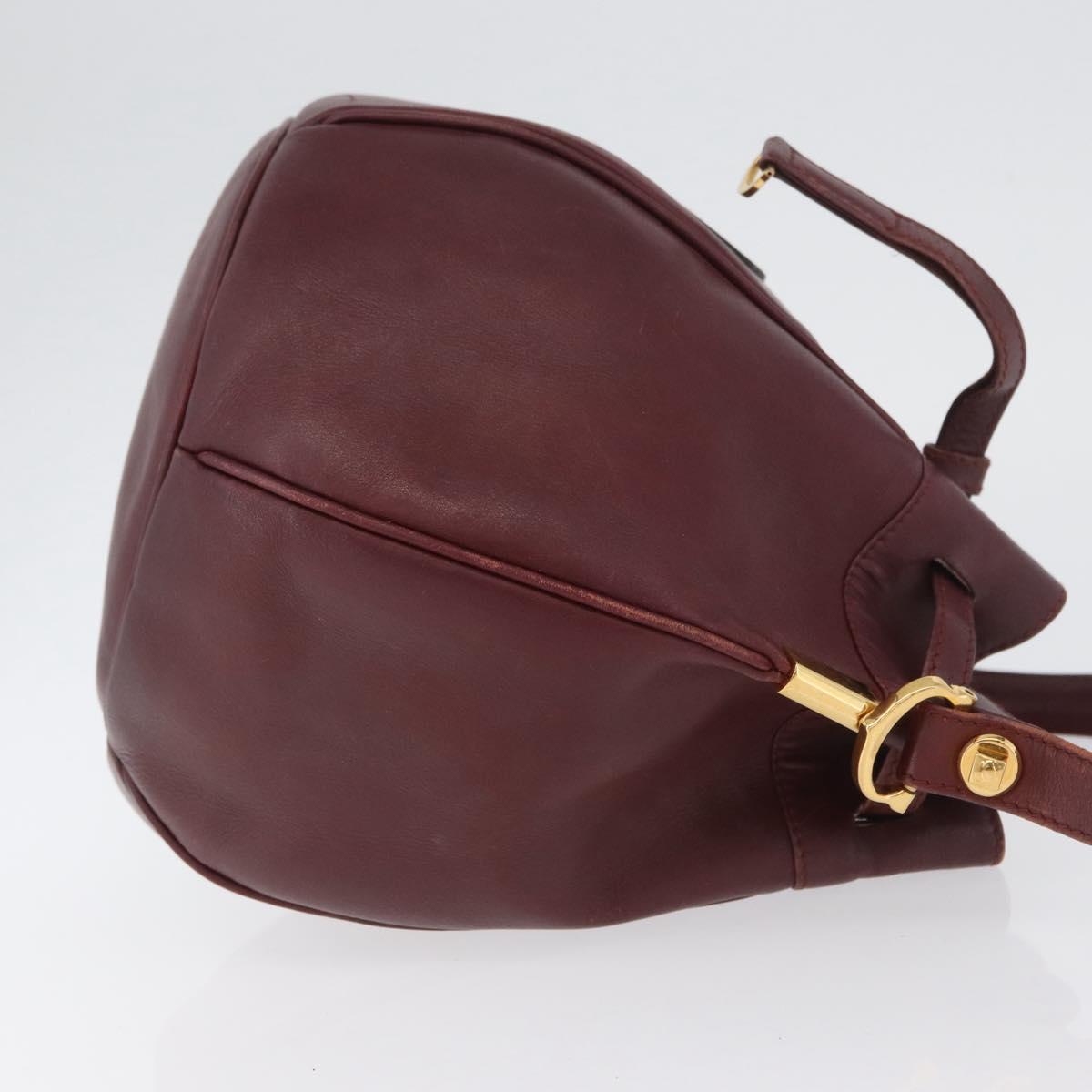 CARTIER Must Line Purse Shoulder Bag Leather Bordeaux Gold Auth BSZ168