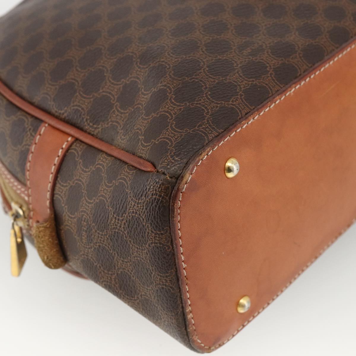 CELINE Macadam Canvas Hand Bag PVC Leather Brown Gold Auth BSZ169