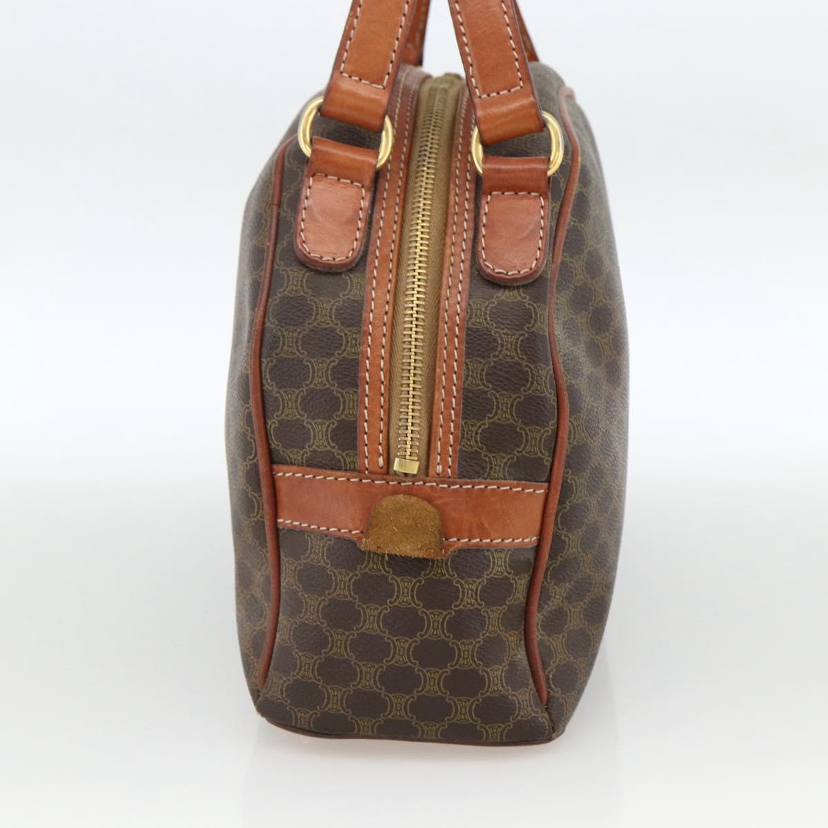 CELINE Macadam Canvas Hand Bag PVC Leather Brown Gold Auth BSZ169