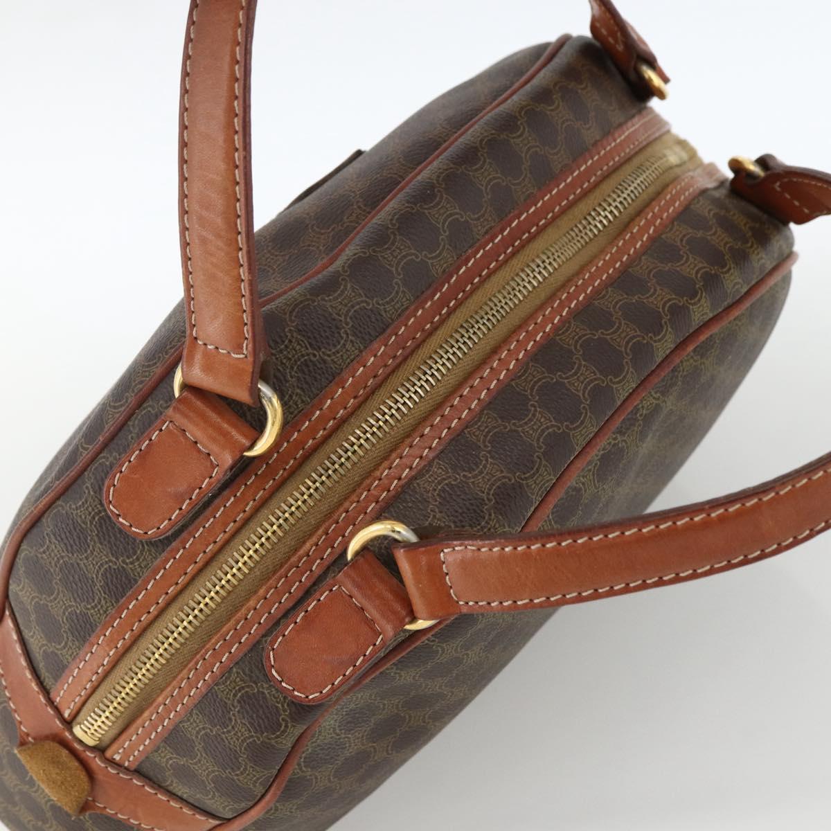 CELINE Macadam Canvas Hand Bag PVC Leather Brown Gold Auth BSZ169