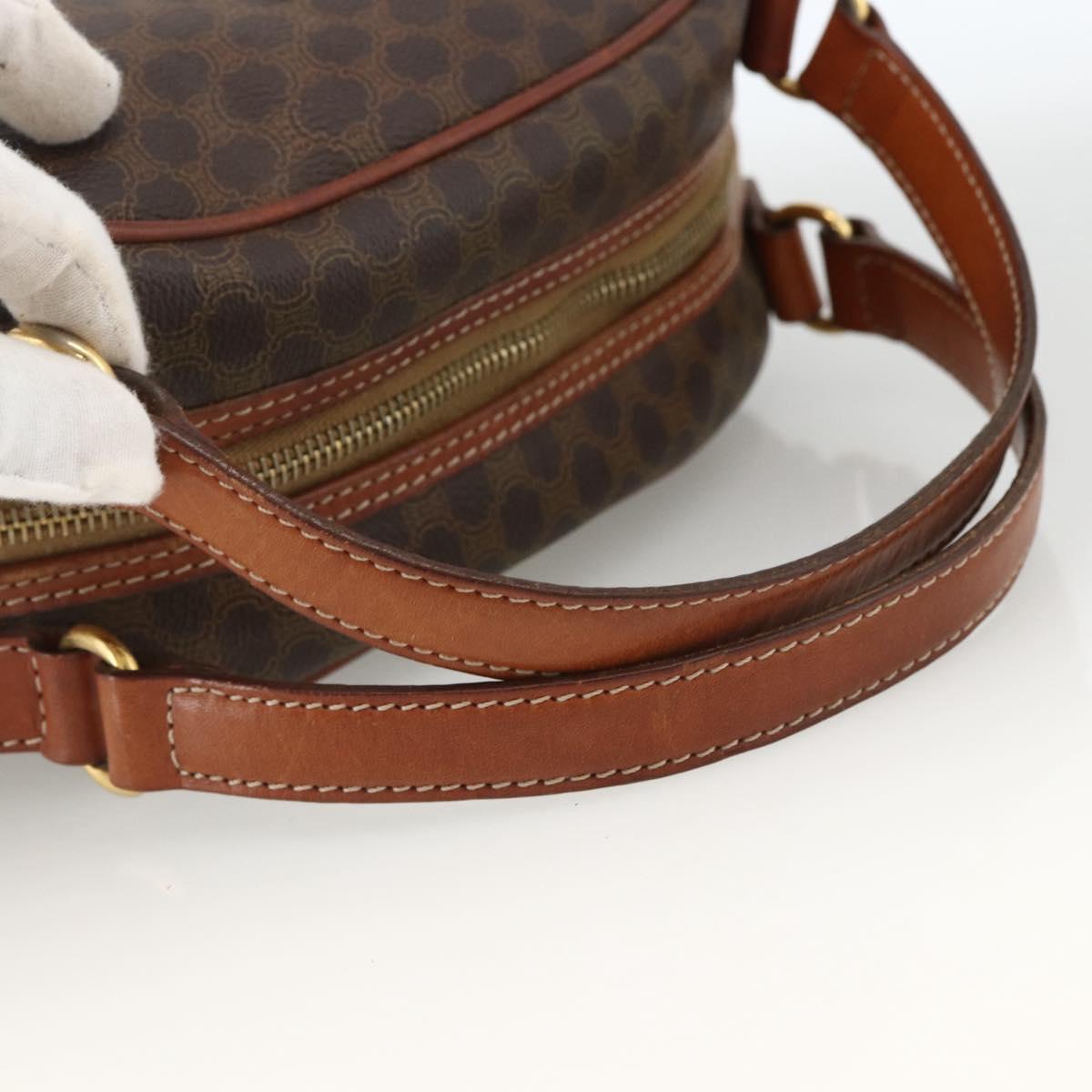 CELINE Macadam Canvas Hand Bag PVC Leather Brown Gold Auth BSZ169