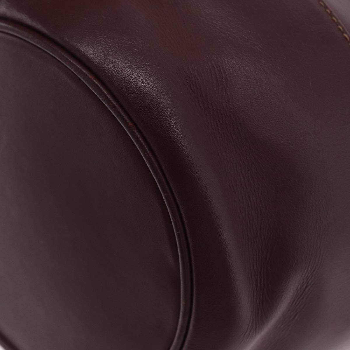 CARTIER Must Line Purse Shoulder Bag Leather Bordeaux Gold Auth BSZ170