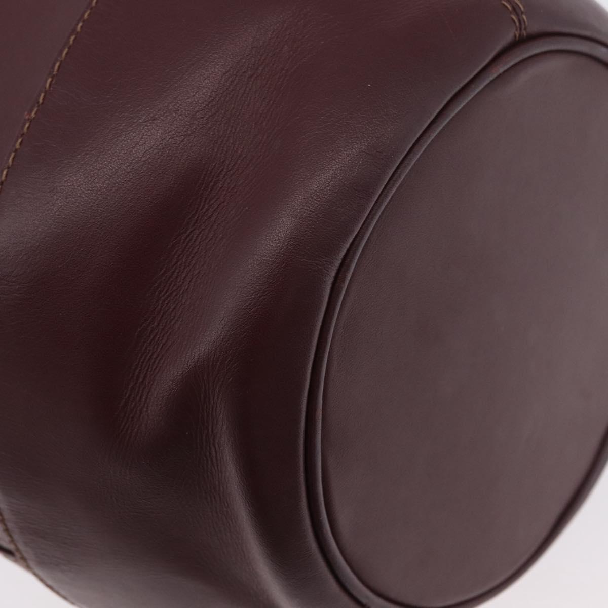 CARTIER Must Line Purse Shoulder Bag Leather Bordeaux Gold Auth BSZ170