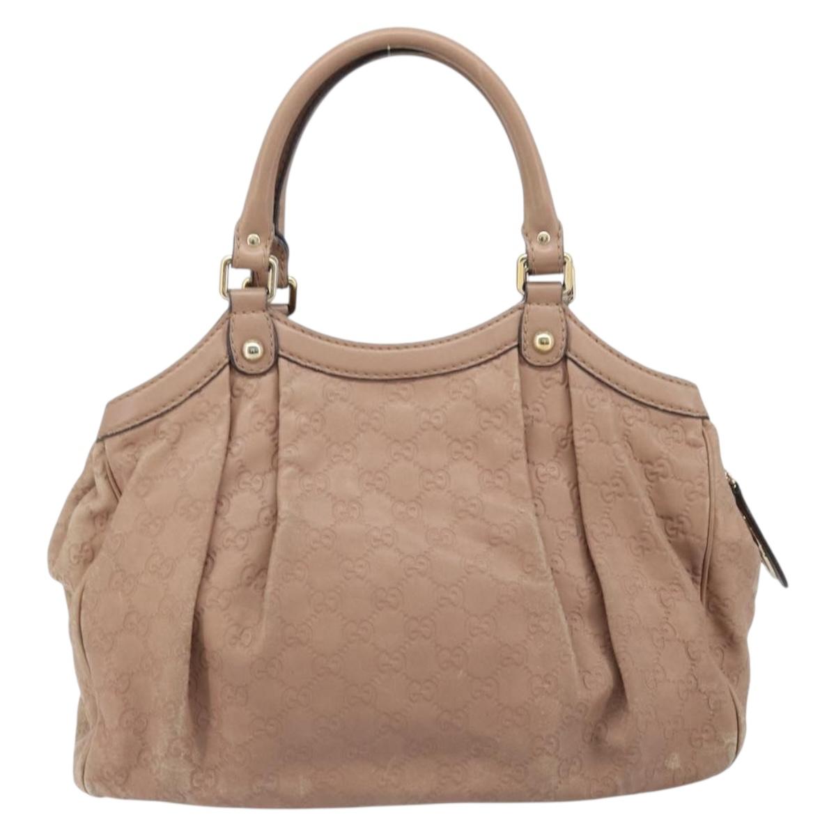 GUCCI GG Canvas Sookie Guccissima Hand Bag Leather Gold Pink 211944 Auth BSZ176
