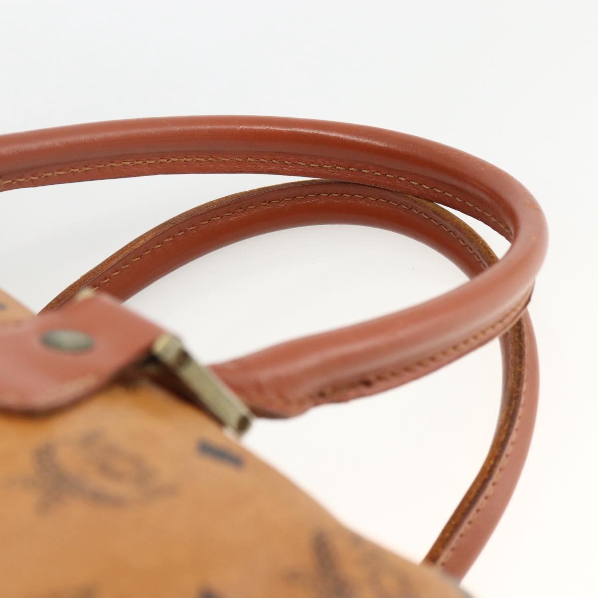 MCM Vicetos Logogram Hand Bag PVC Leather Brown Gold Auth BSZ179
