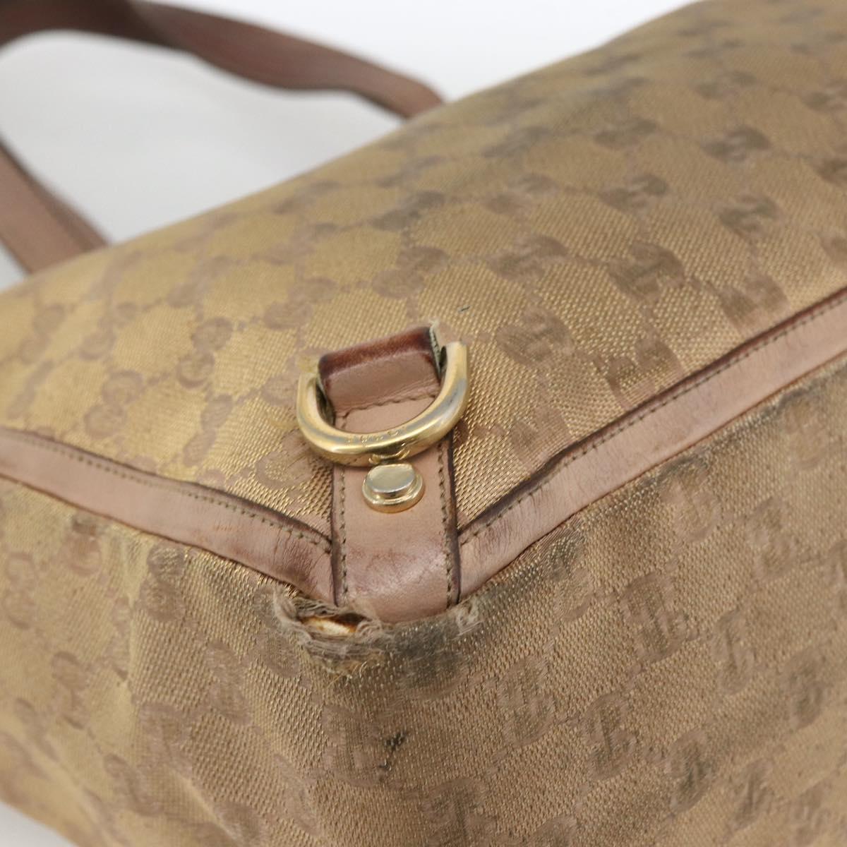 GUCCI GG Canvas Abbey Tote Bag Beige Gold 141472 Auth BSZ183