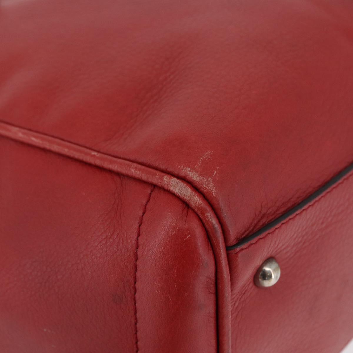 LOEWE Heritage Tote Bag Leather Red Silver Auth BSZ189