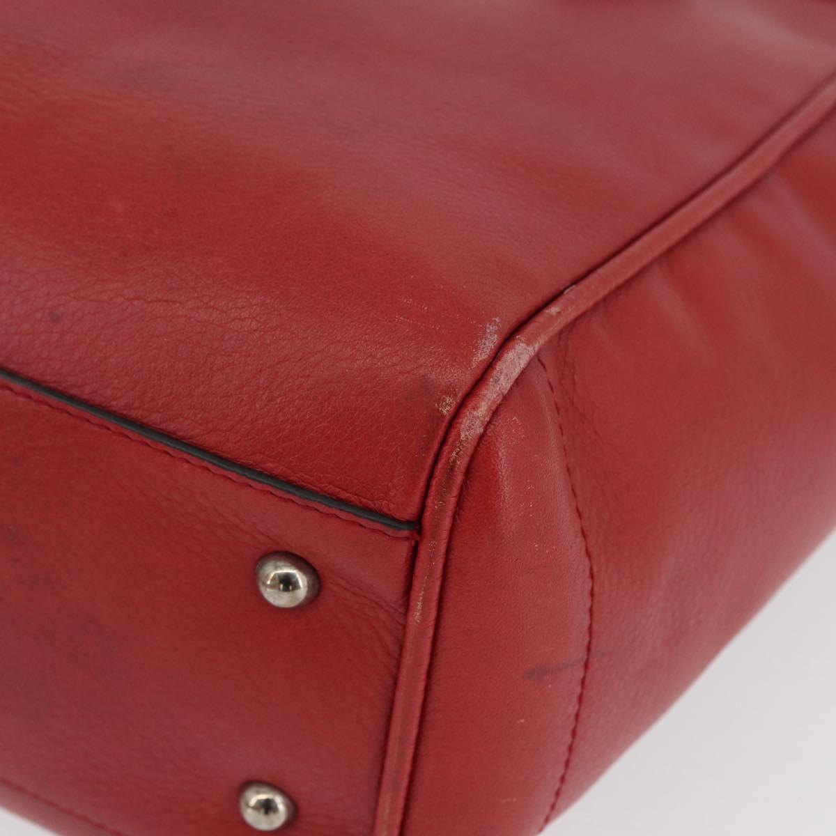 LOEWE Heritage Tote Bag Leather Red Silver Auth BSZ189