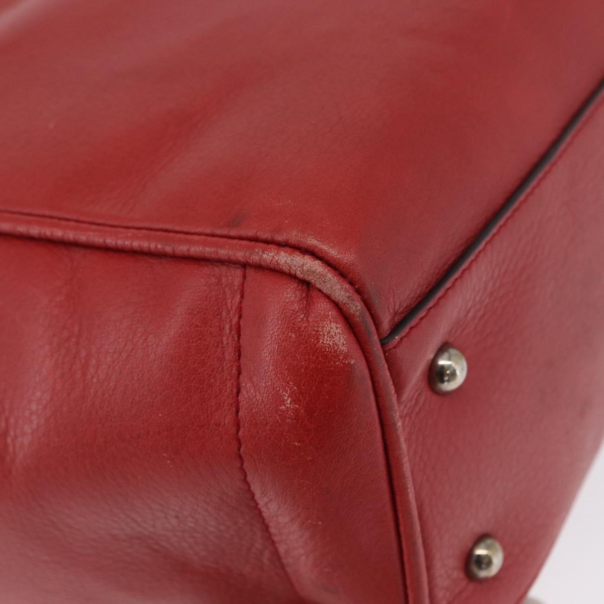 LOEWE Heritage Tote Bag Leather Red Silver Auth BSZ189