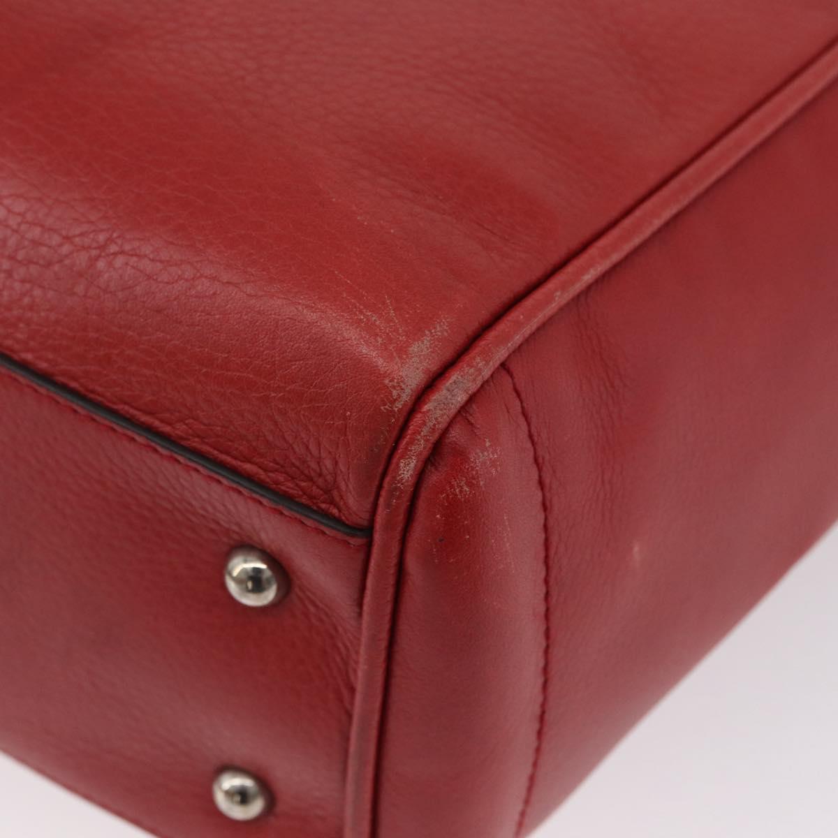 LOEWE Heritage Tote Bag Leather Red Silver Auth BSZ189