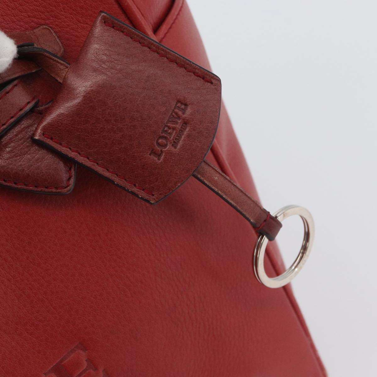 LOEWE Heritage Tote Bag Leather Red Silver Auth BSZ189