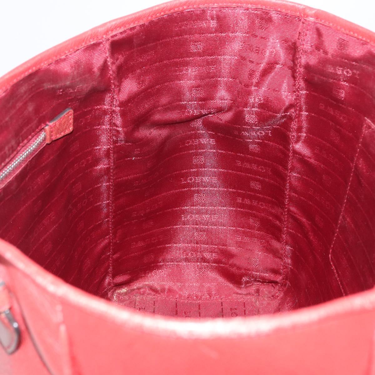 LOEWE Heritage Tote Bag Leather Red Silver Auth BSZ189