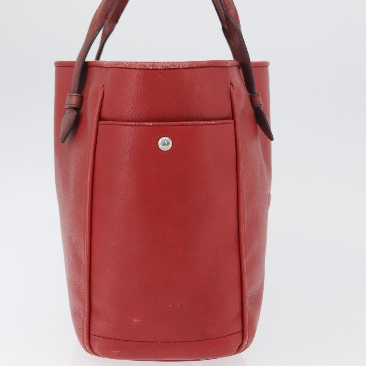 LOEWE Heritage Tote Bag Leather Red Silver Auth BSZ189