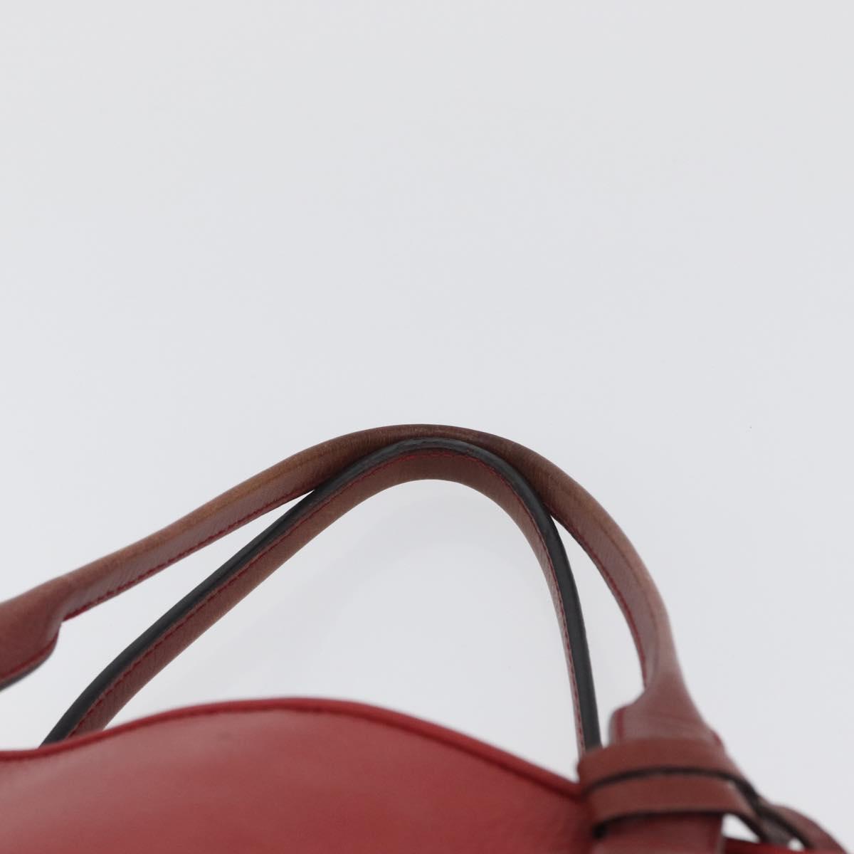 LOEWE Heritage Tote Bag Leather Red Silver Auth BSZ189