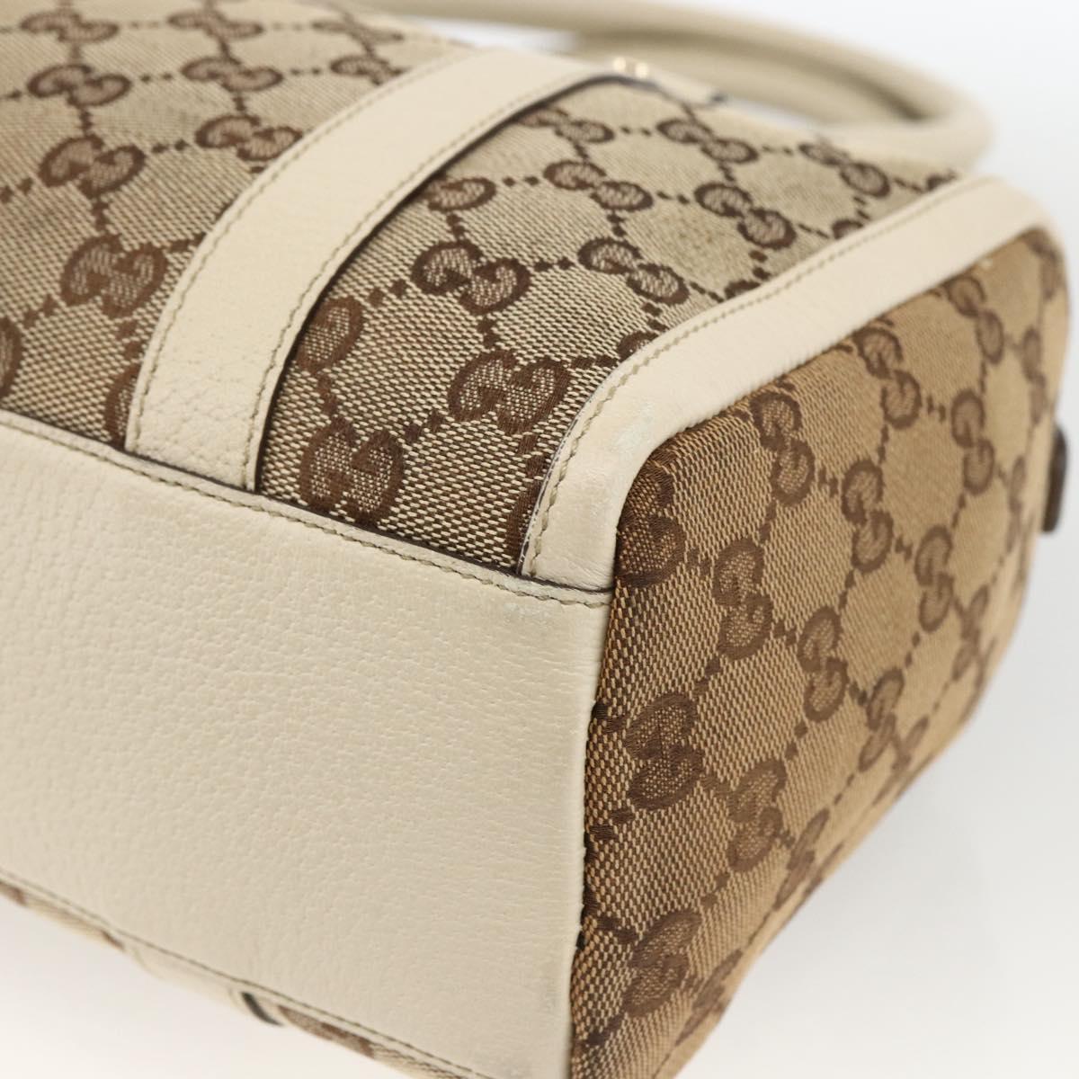 GUCCI GG Canvas Hand Bag Beige Gold 130942 Auth BSZ194