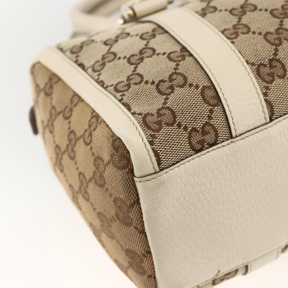 GUCCI GG Canvas Hand Bag Beige Gold 130942 Auth BSZ194