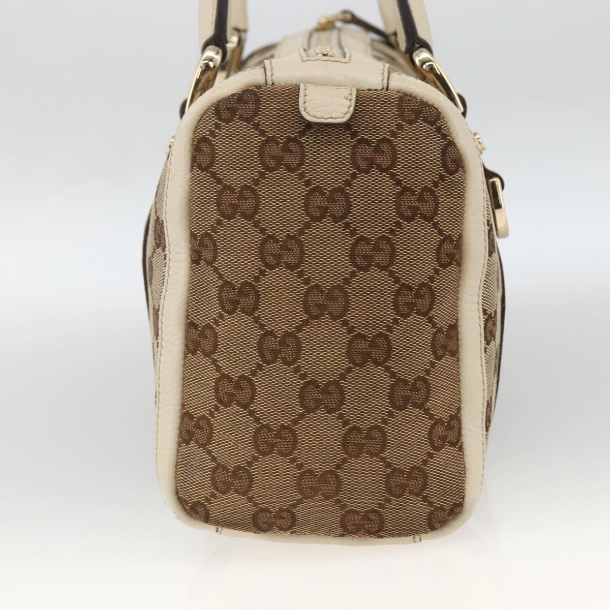 GUCCI GG Canvas Hand Bag Beige Gold 130942 Auth BSZ194