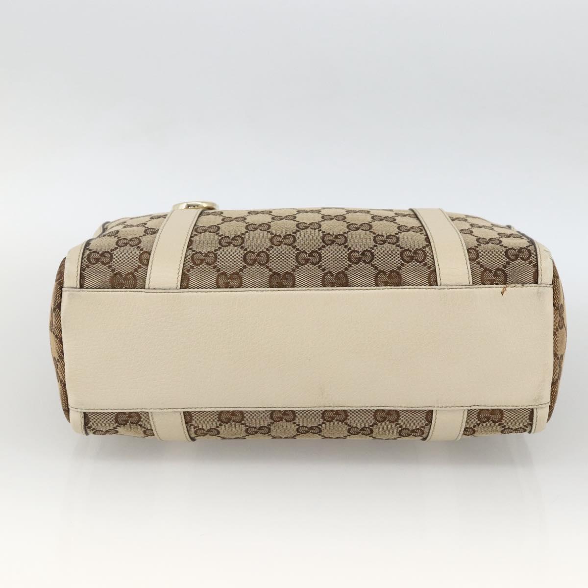 GUCCI GG Canvas Hand Bag Beige Gold 130942 Auth BSZ194