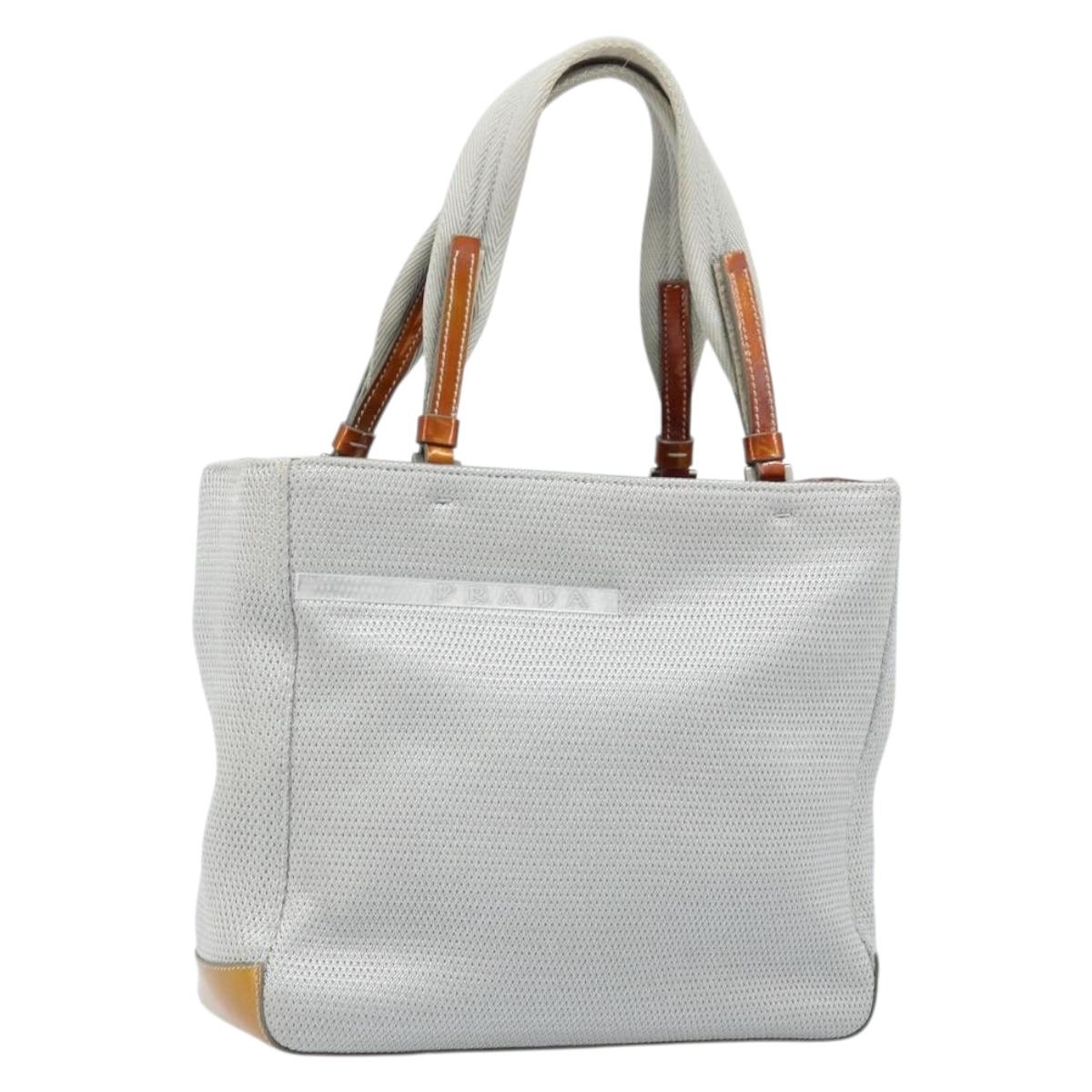PRADA Sports Hand Bag Nylon Silver Auth BSZ195