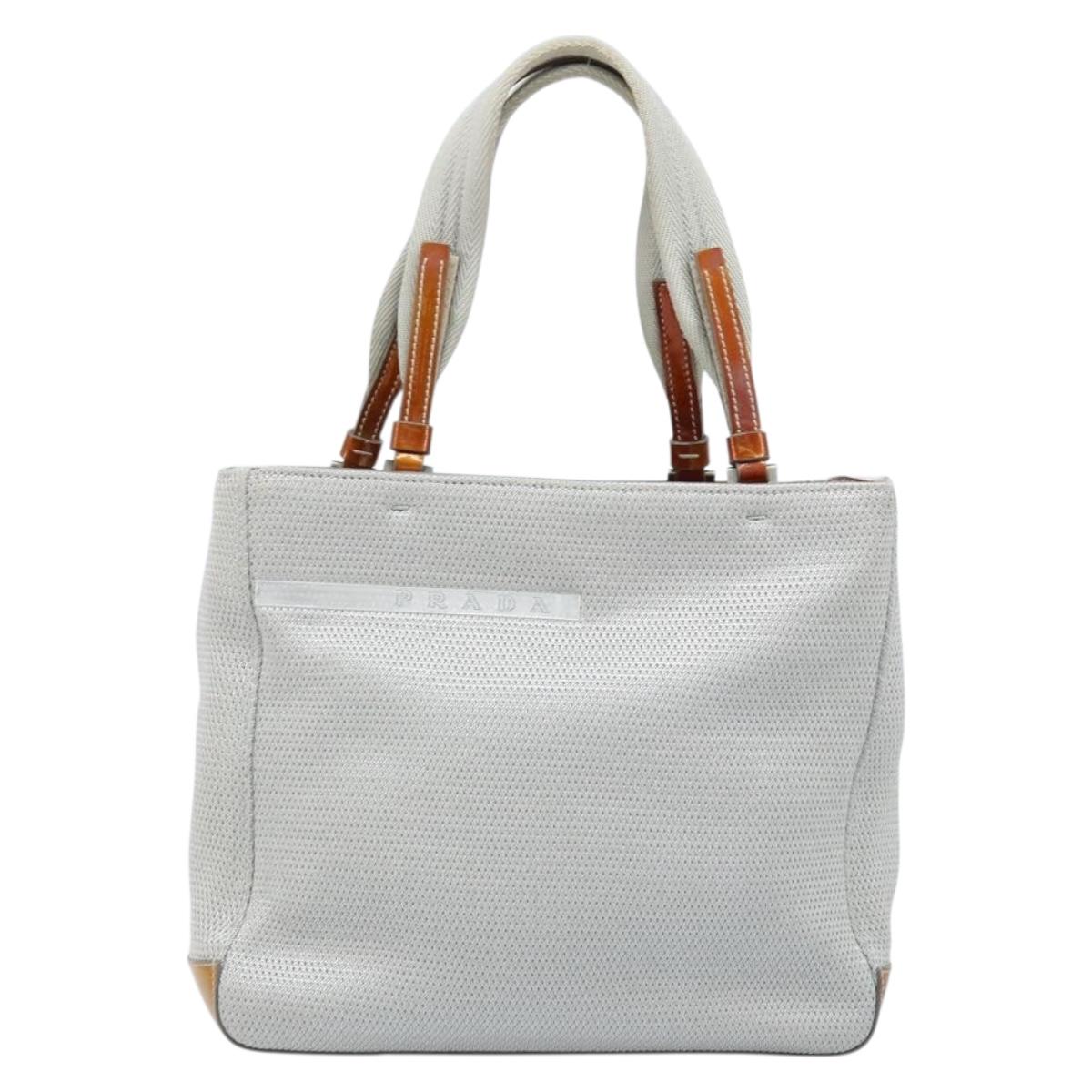 PRADA Sports Hand Bag Nylon Silver Auth BSZ195