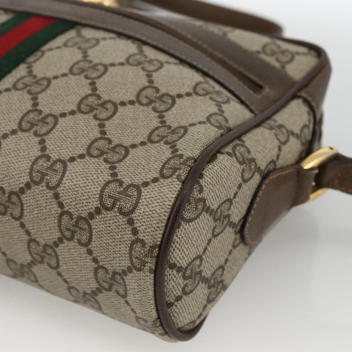 GUCCI GG Supreme Web Sherry Line Bag PVC Beige Gold 56 02 004 Auth BSZ198