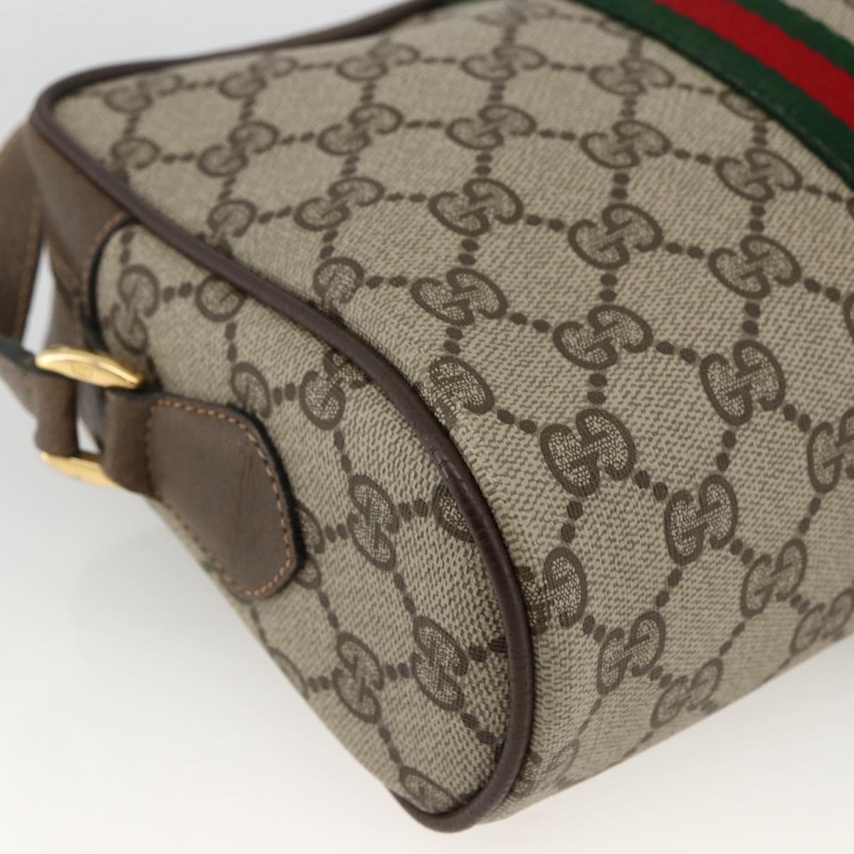 GUCCI GG Supreme Web Sherry Line Bag PVC Beige Gold 56 02 004 Auth BSZ198