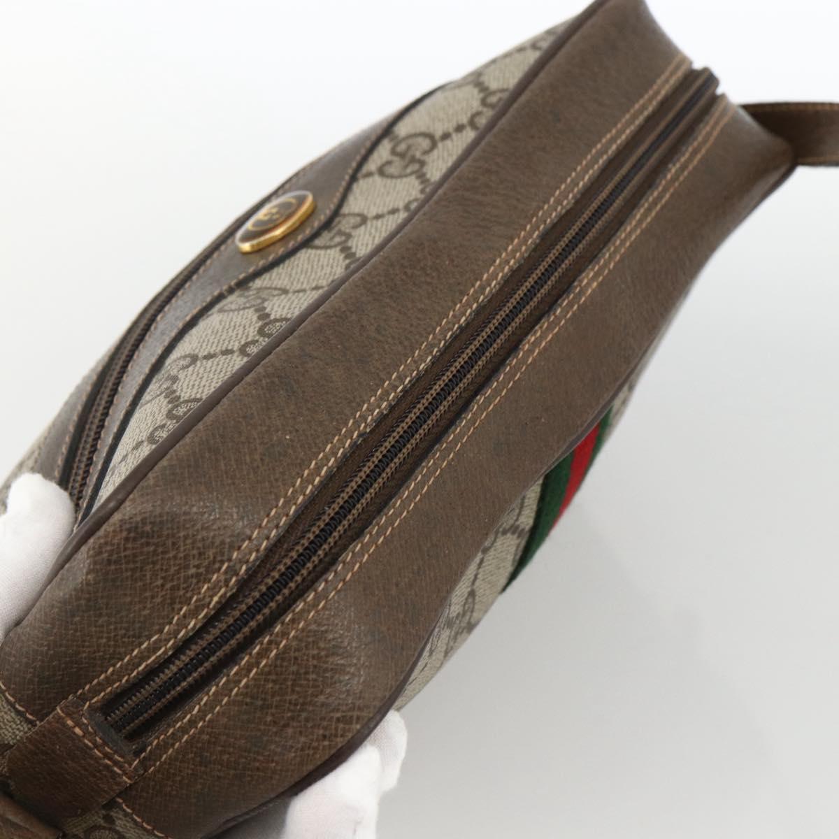 GUCCI GG Supreme Web Sherry Line Bag PVC Beige Gold 56 02 004 Auth BSZ198