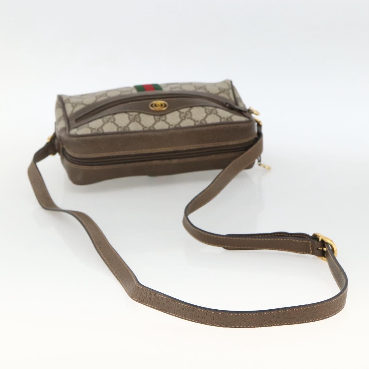GUCCI GG Supreme Web Sherry Line Bag PVC Beige Gold 56 02 004 Auth BSZ198
