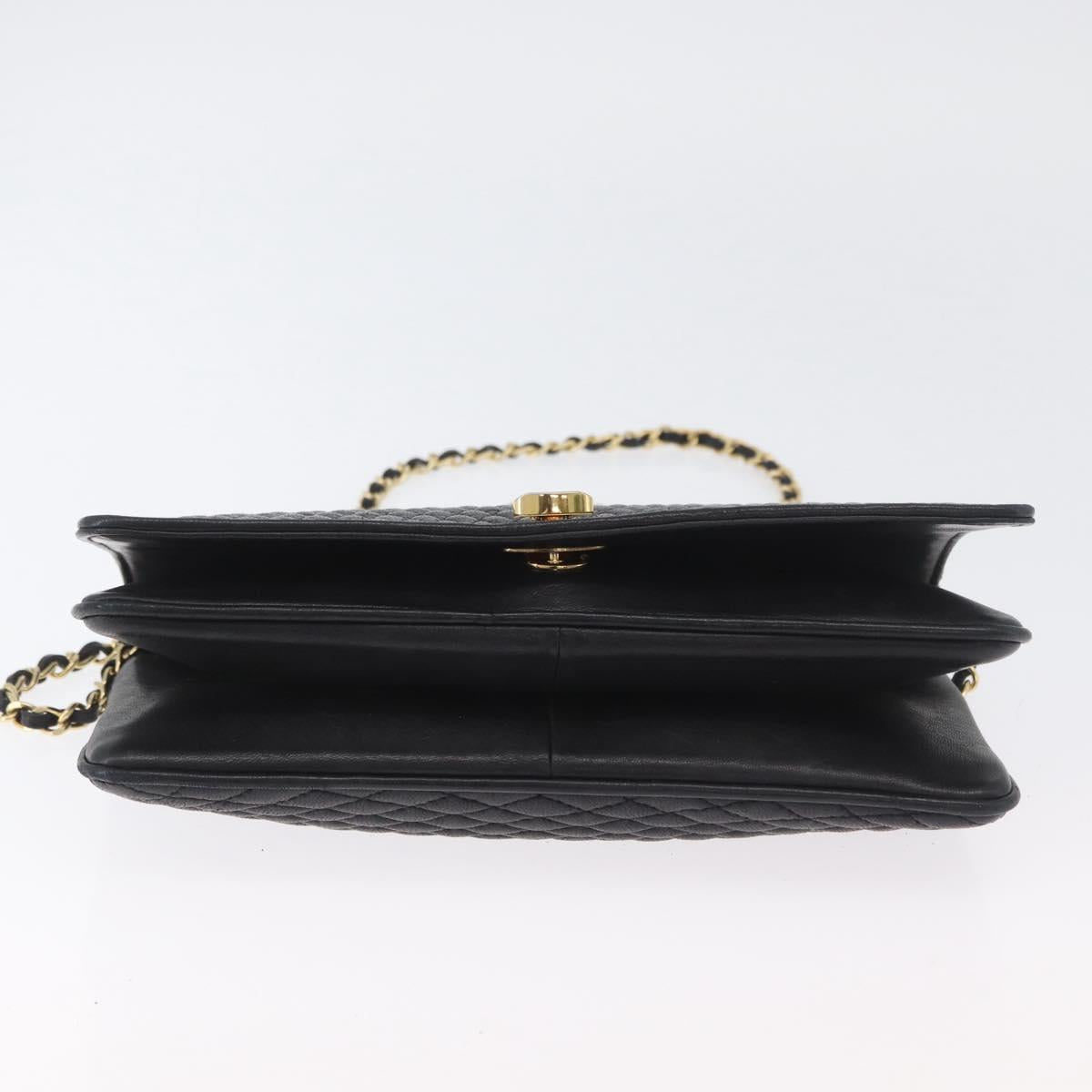 BALLY Chain Shoulder Bag Leather Black Gold Auth BSZ200