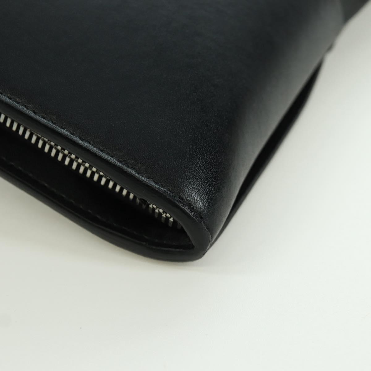 BOTTEGA VENETA MAXI INTRECCIATO Clutch Bag Leather Black Silver Auth BSZ216M