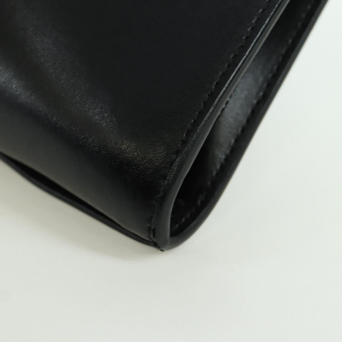 BOTTEGA VENETA MAXI INTRECCIATO Clutch Bag Leather Black Silver Auth BSZ216M