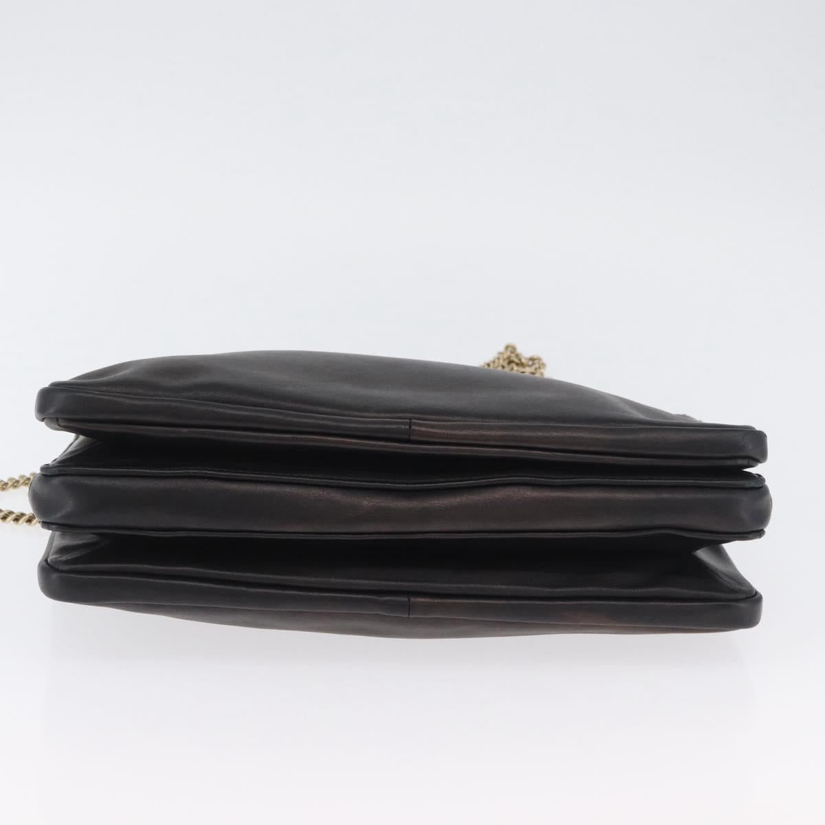 Chloe Chain Shoulder Bag Leather Bronze Gold Auth BSZ219