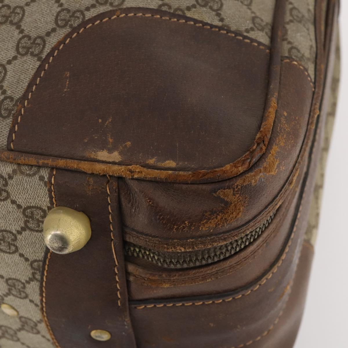 GUCCI GG Supreme Web Sherry Line Boston Bag PVC Beige Gold Auth BSZ227