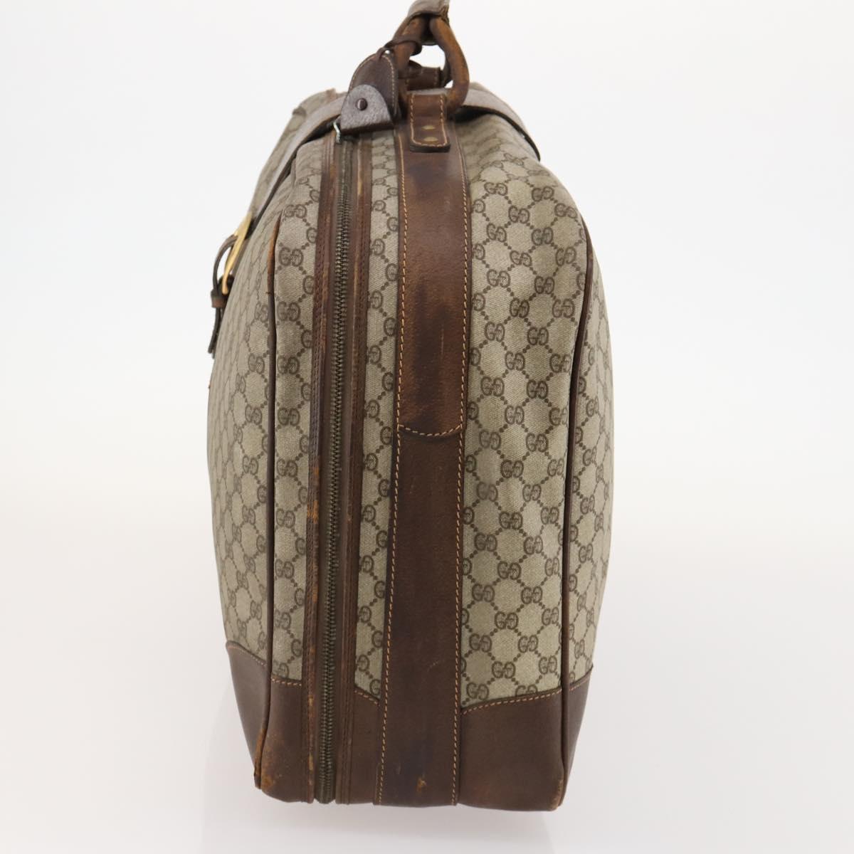 GUCCI GG Supreme Web Sherry Line Boston Bag PVC Beige Gold Auth BSZ227