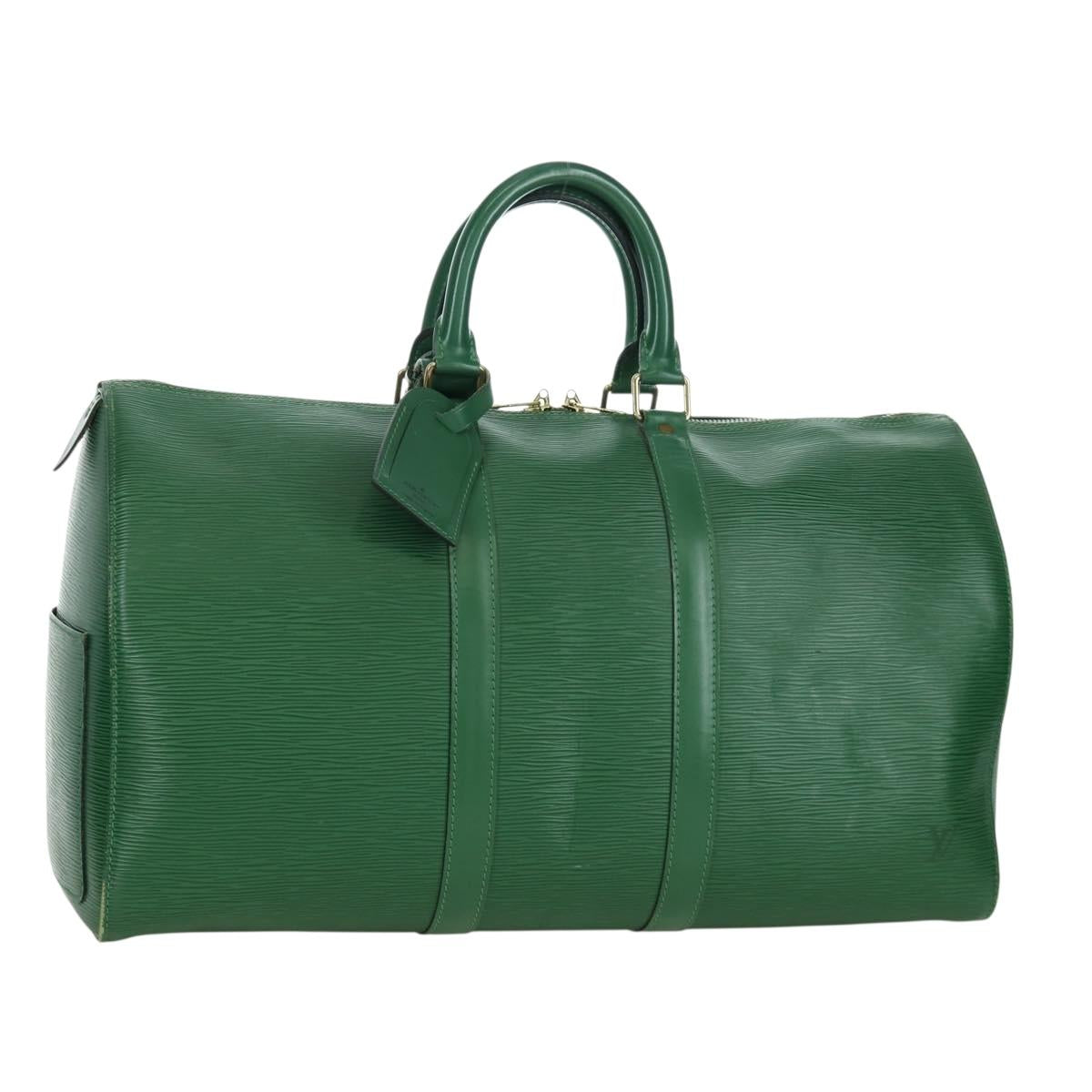 LOUIS VUITTON Epi Keepall 45 Boston Bag Green M42974 LV Auth BSZ230A