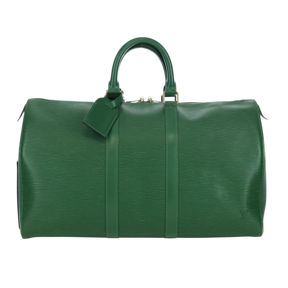LOUIS VUITTON Epi Keepall 45 Boston Bag Green M42974 LV Auth BSZ230A