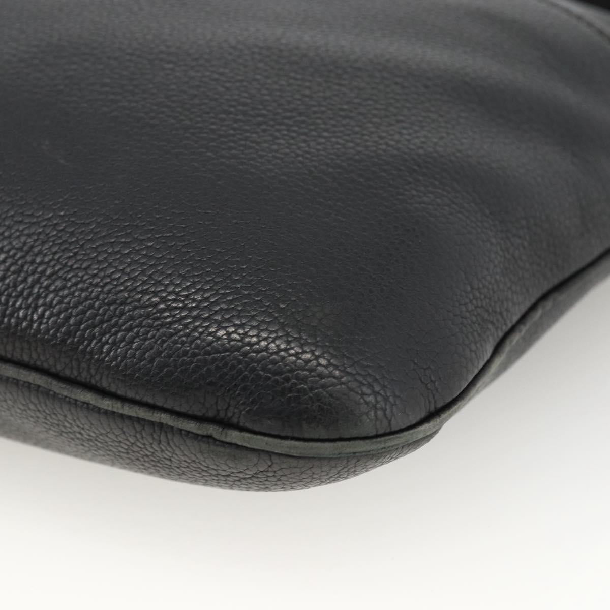 LOEWE Anagram Shoulder Bag Leather Black Silver Auth BSZ239