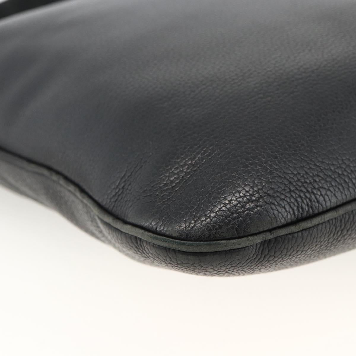 LOEWE Anagram Shoulder Bag Leather Black Silver Auth BSZ239