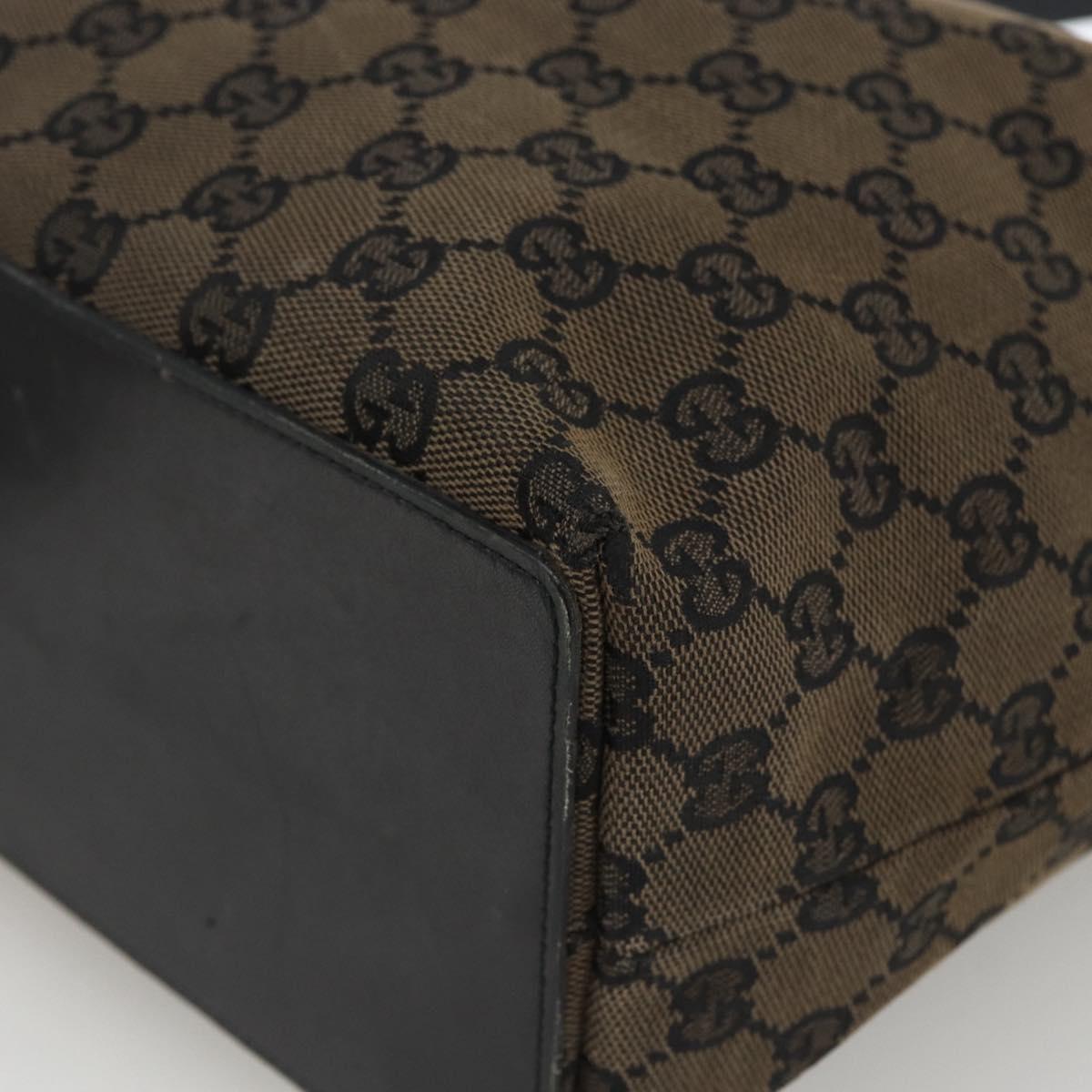 GUCCI GG Canvas Tote Bag Black Gold 002 1098 Auth BSZ240