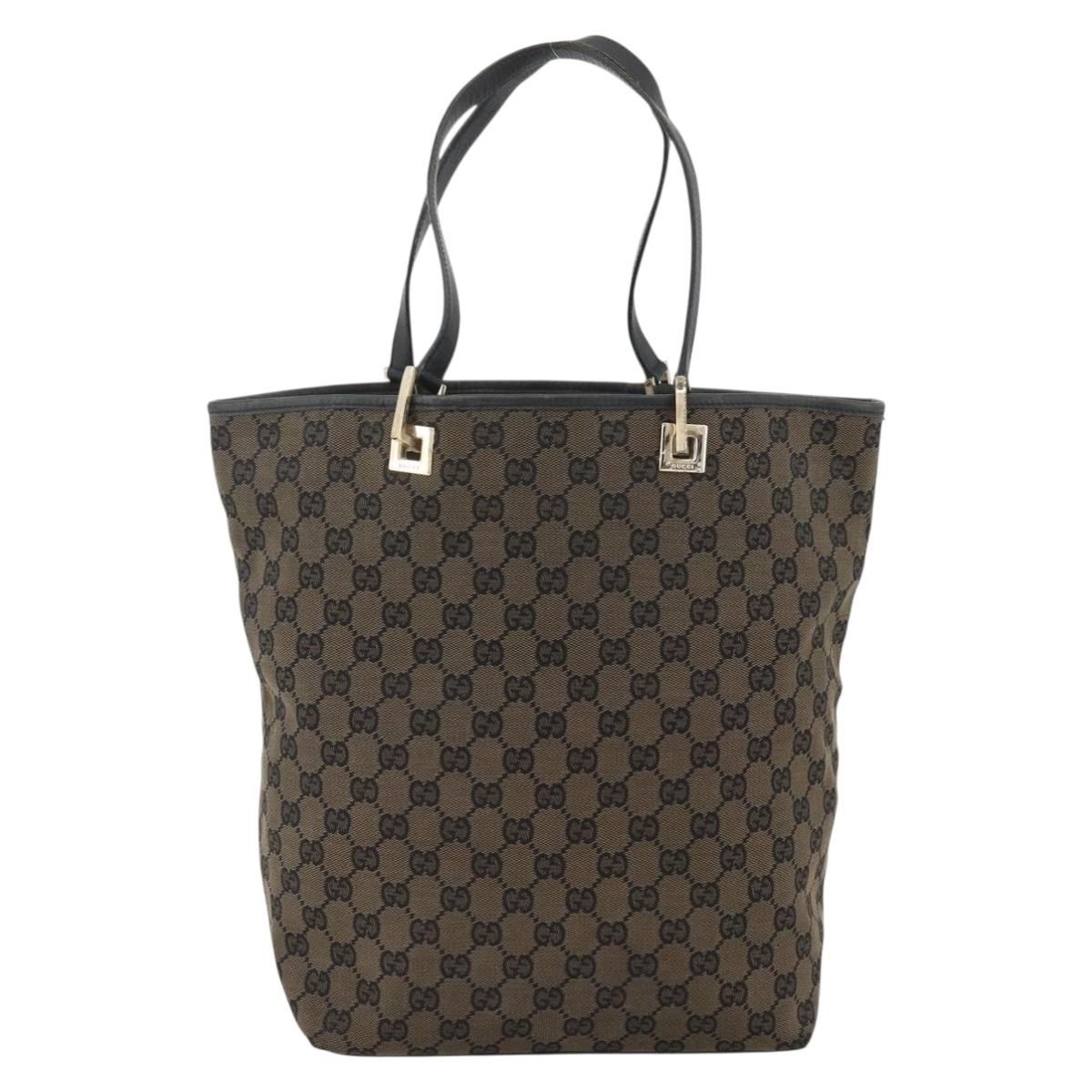 GUCCI GG Canvas Tote Bag Black Gold 002 1098 Auth BSZ240