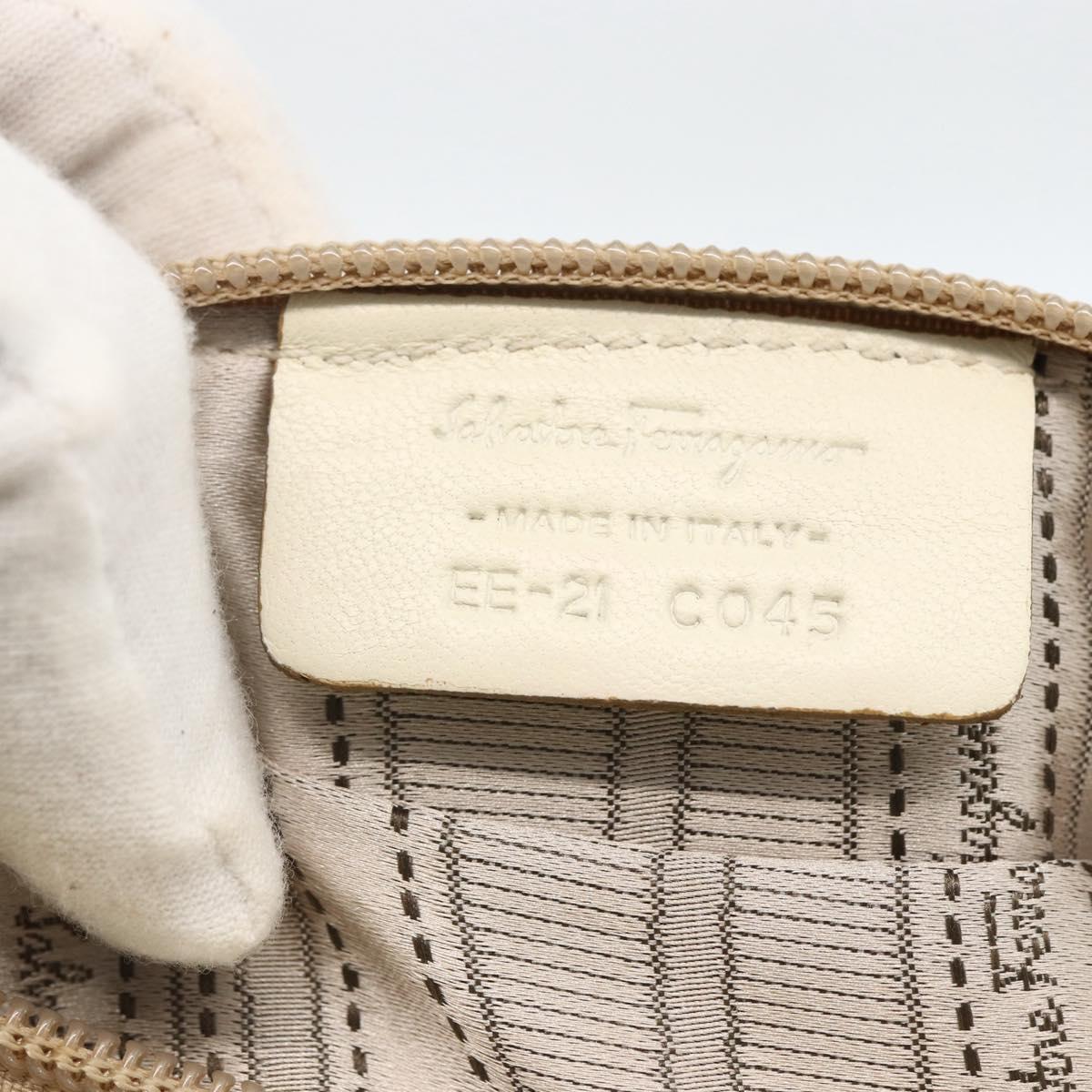 Salvatore Ferragamo Hand Bag Leather White Silver Auth BSZ241